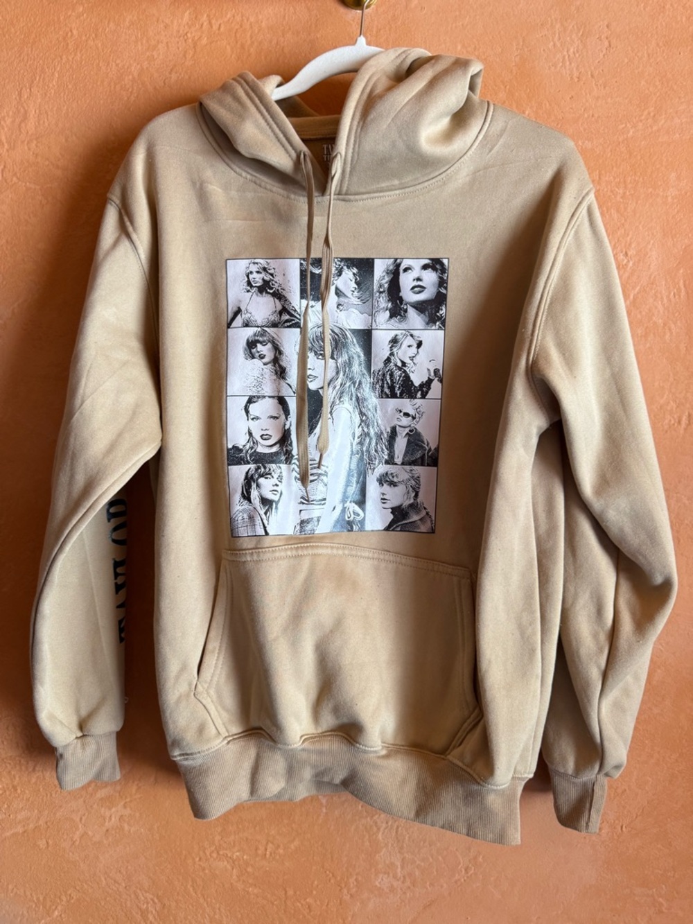 Taylor Swift Eras Tour Inspired Hoodie Graphic Sweatshirt Beige Medium